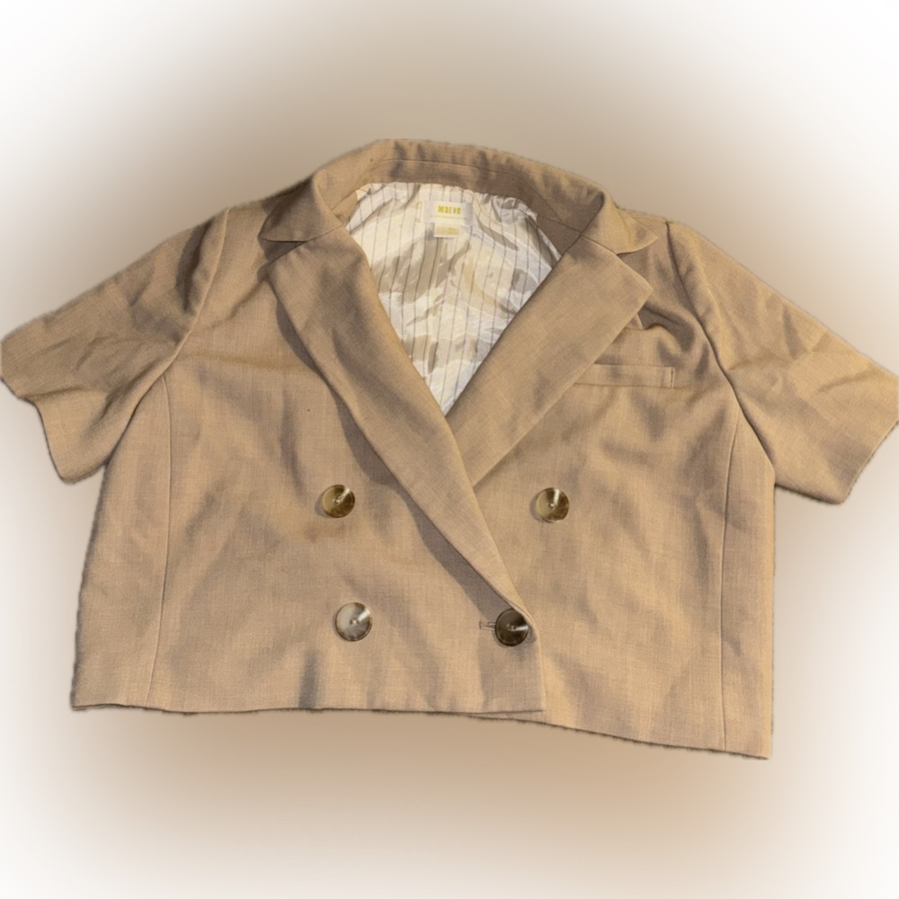 Anthropologie Tan Cropped Blazer